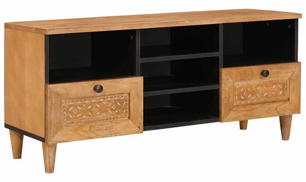 TV szekrény fiókkal Világosbarna 100 x 33 x 46 cm tömör mangófa