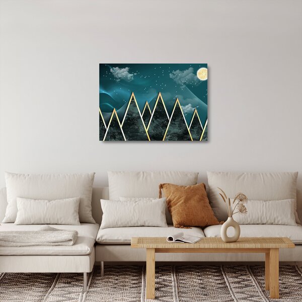 Kép - telihold az arany hegyek felett (üvegen) (70x50 cm)