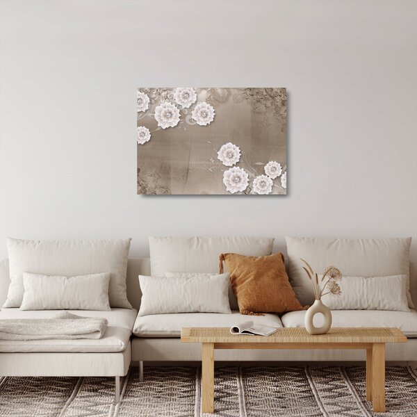 Kép - drapéria virágokkal (üvegen) (70x50 cm)