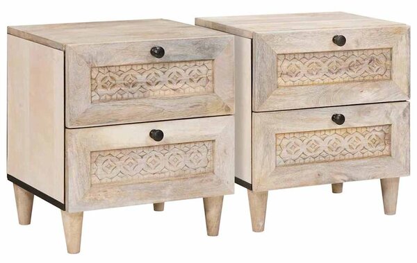 Éjjeliszekrény 2 pcs Fehér 40 x 33 x 46 cm Szerelt Fa