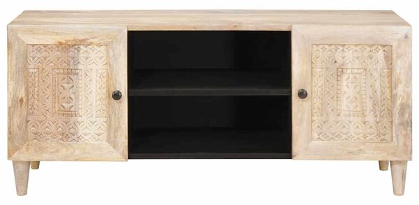 TV szekrény polcokkal Fehér 105 x 33 x 46 cm tömör mangófa