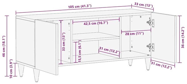 Média tárolószekrények és állványok Barna 105 x 33.5 x 46 cm