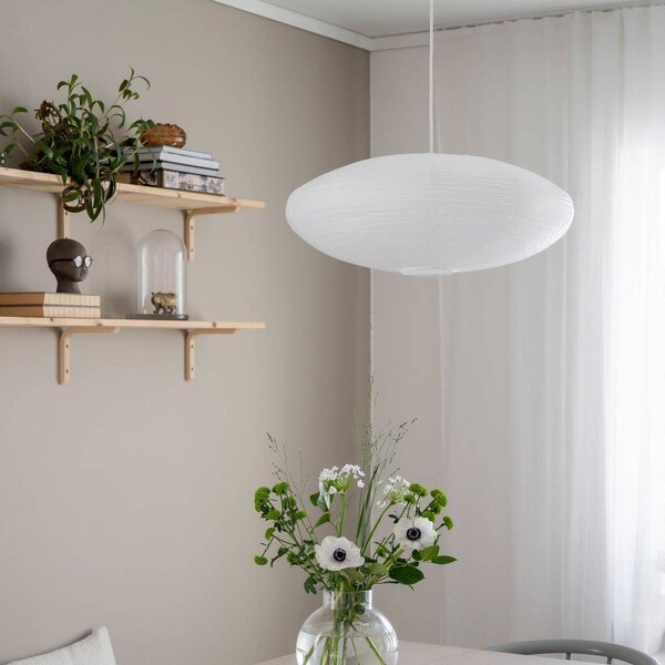 PR Home függőlámpa Yuni, fehér, Ø 60 cm, fehér felfüggesztés, E14, dimmelhető, Fehér / opál, Nappali / Étkező, Papír / lunolit / lunopal, Skandináv