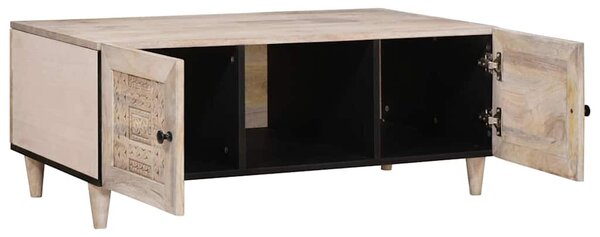 Dohányzóasztal polcokkal Bézs 100 x 54 x 40 cm tömör mangófa