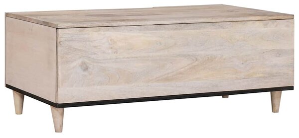 Dohányzóasztal polcokkal Bézs 100 x 54 x 40 cm tömör mangófa