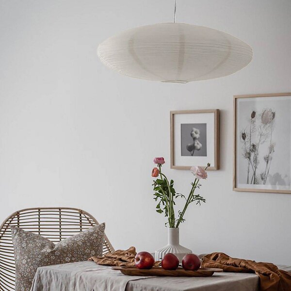 PR Home függőlámpa Yuni, fehér, Ø 60 cm, fehér felfüggesztés, E14, dimmelhető, Fehér / opál, Nappali / Étkező, Papír / lunolit / lunopal, Skandináv