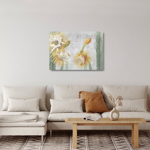 Kép - virágzó kaktuszok (üvegen) (70x50 cm)