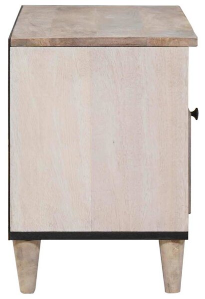 TV szekrény fiókkal Fehér 80 x 33 x 46 cm tömör mangófa