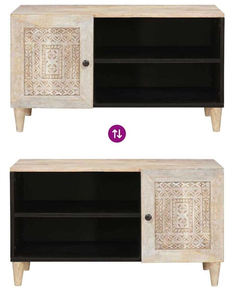 TV szekrény polcokkal Fehér 80 x 33 x 46 cm tömör mangófa