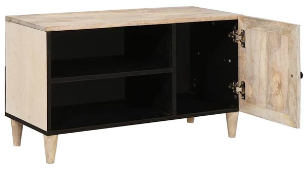 TV szekrény polcokkal Fehér 80 x 33 x 46 cm tömör mangófa