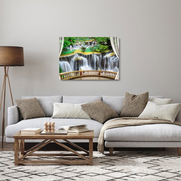 Kép - Varázslatos vízesések megtekintése (üvegen) (70x50 cm)