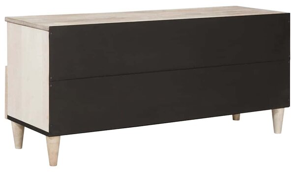 TV szekrény fiókkal Fehér 100 x 33 x 46 cm tömör mangófa