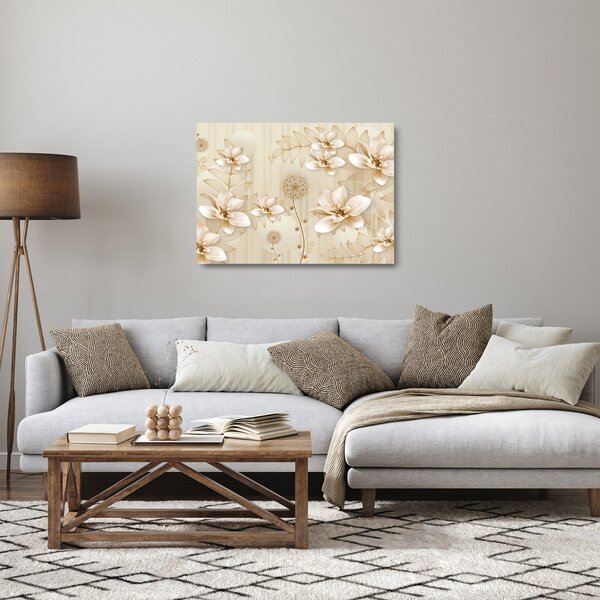 Kép - Arany virágok összetétele (üvegen) (70x50 cm)