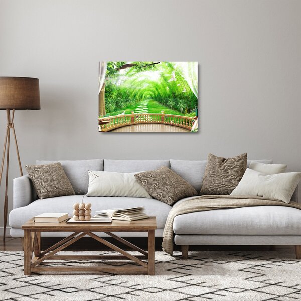 Kép - Trópusi kertre néző kilátás (üvegen) (70x50 cm)