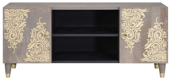 TV szekrény Szürke és Arany 105 x 33.5 x 46 cm Tömör mangófa
