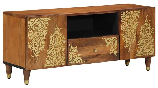 TV szekrény fiókkal Barna 105 x 33.5 x 46 cm Tömör mangófa