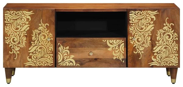 TV szekrény fiókkal Barna 105 x 33.5 x 46 cm Tömör mangófa