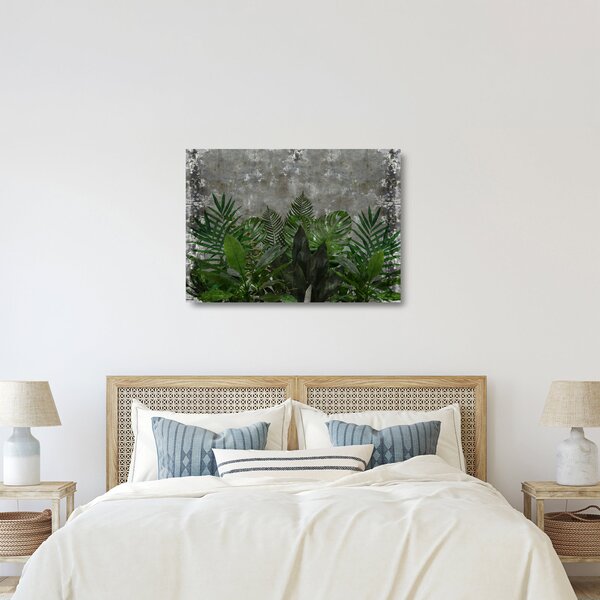 Kép - Betonfal növényekkel (üvegen) (70x50 cm)