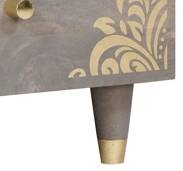 Dohányzóasztal with Drawer Szürke 80 x 54 x 40 cm tömör mangófa