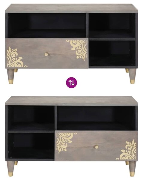 TV szekrény Szürke és Arany 80 x 33.5 x 46 cm Tömör mangófa