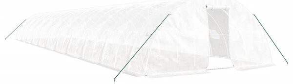 Fehér acélvázas melegház 110 m² 22 x 5 x 2,3 m