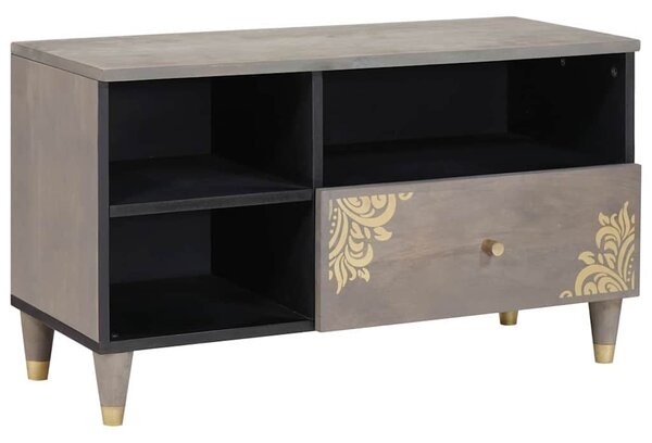 TV szekrény Szürke és Arany 80 x 33.5 x 46 cm Tömör mangófa