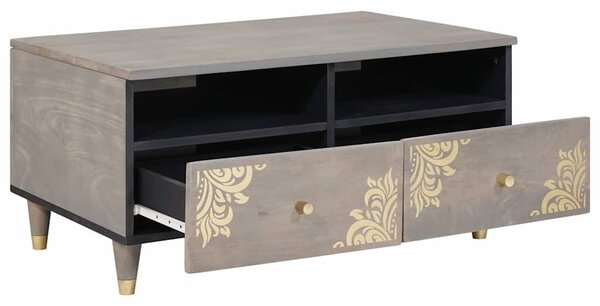 Dohányzóasztal with Drawer Szürke 80 x 54 x 40 cm tömör mangófa