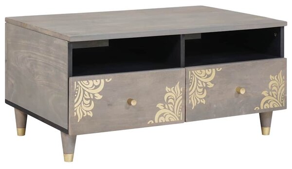 Dohányzóasztal with Drawer Szürke 80 x 54 x 40 cm tömör mangófa