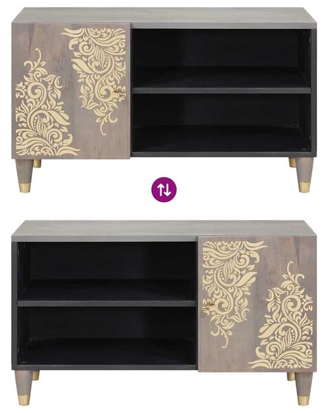 TV szekrény Szürke és Arany 80 x 31.5 x 46 cm Tömör mangófa