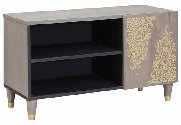 TV szekrény Szürke és Arany 80 x 31.5 x 46 cm Tömör mangófa