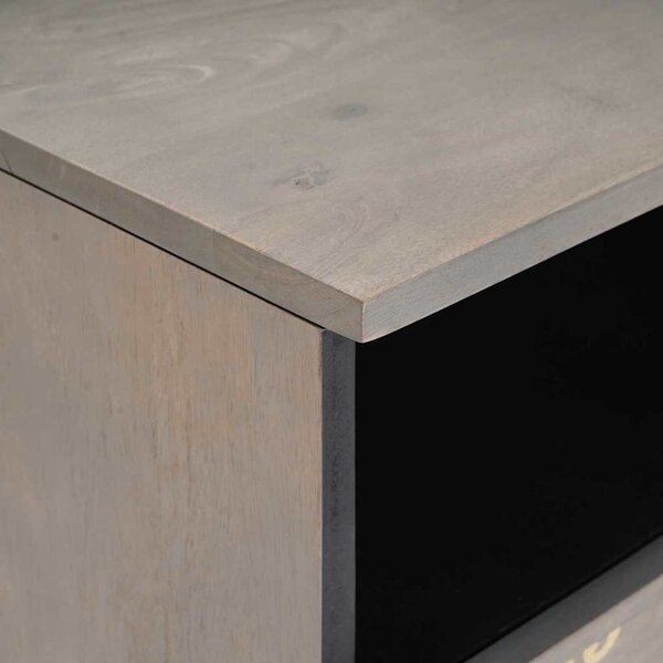 TV szekrény Szürke és Arany 80 x 33.5 x 46 cm Tömör mangófa