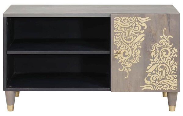 TV szekrény Szürke és Arany 80 x 31.5 x 46 cm Tömör mangófa