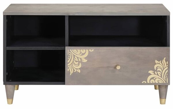 TV szekrény Szürke és Arany 80 x 33.5 x 46 cm Tömör mangófa