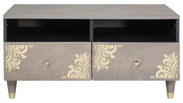 Dohányzóasztal with Drawer Szürke 80 x 54 x 40 cm tömör mangófa