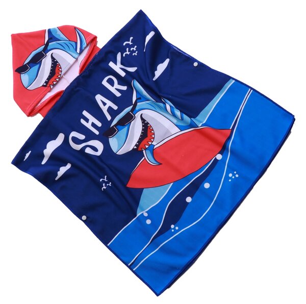 Gyerek poncsó SHARK kék Méret: 60 x 120 cm