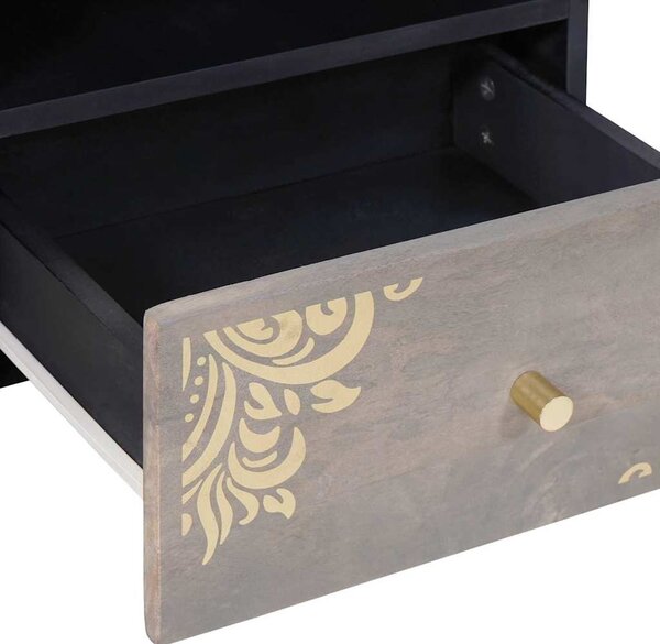Dohányzóasztal with Drawer Szürke 80 x 54 x 40 cm tömör mangófa