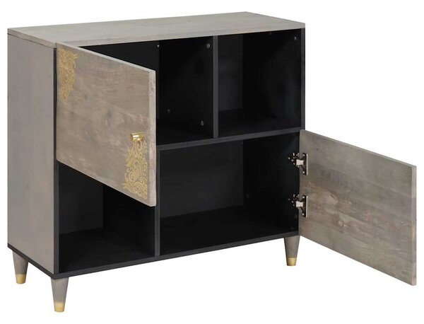 Széf polcokkal Szürke és Arany 80 x 33.5 x 75 cm Tömör mangófa