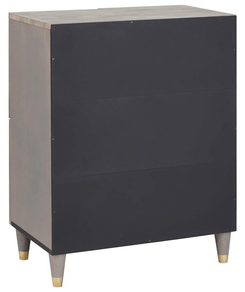 Széf polcokkal Szürke és Arany 60 x 33 x 75 cm Tömör Mangófát