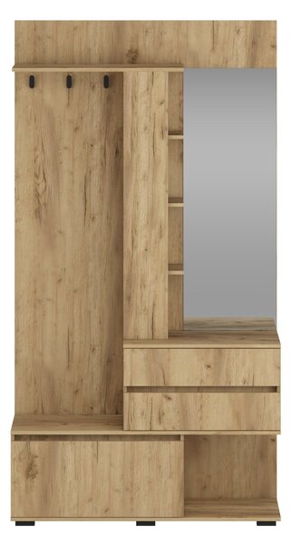 Előszoba garnitúra Houston 2123, 223x120x41cm, Tükör, Arany tölgy, Laminált forgácslap