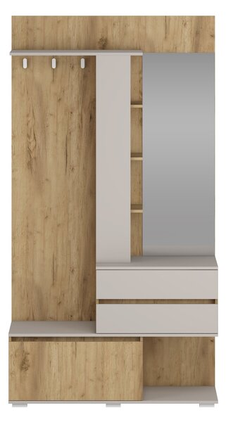 Előszoba garnitúra Houston 2123, 223x120x41cm, Tükör, Arany tölgy, Kasmír, Laminált forgácslap