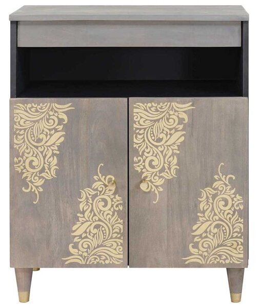 Széf polcokkal Szürke és Arany 60 x 33.5 x 75 cm Tömör mangófa