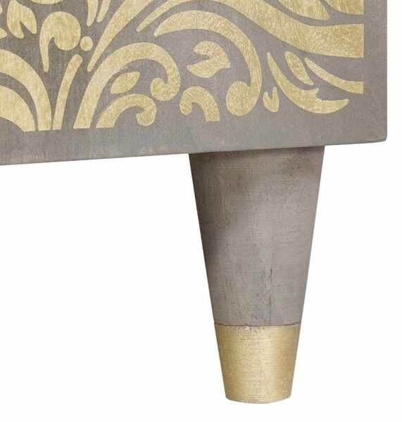 Széf polcokkal Szürke és Arany 90 x 33.5 x 75 cm Tömör mangófa