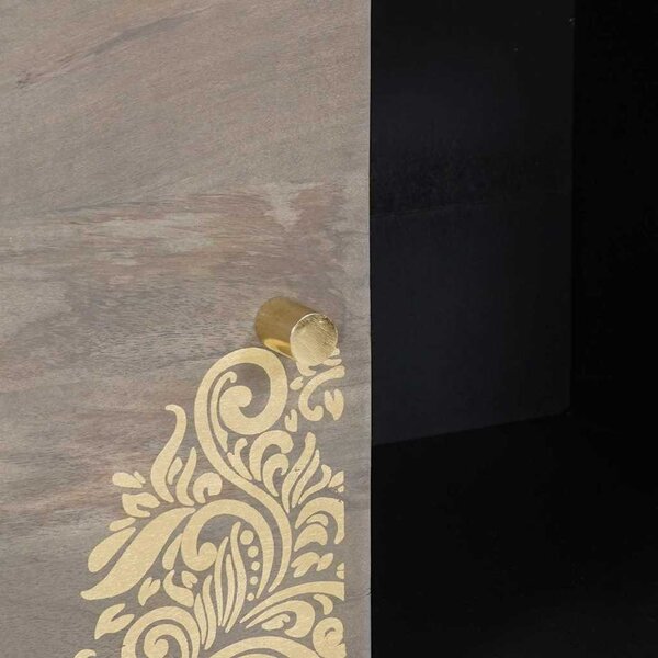 Széf polcokkal Szürke és Arany 80 x 33.5 x 75 cm Tömör mangófa