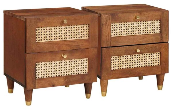 Éjjeliszekrény 2 pcs Barna 40 x 33,5 x 46 cm Tömör akácfa
