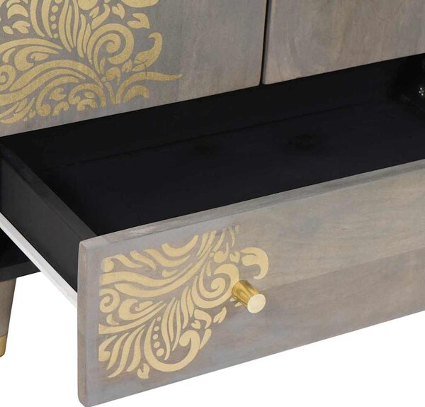 Magasfiú Szürke és Arany 60 x 33.5 x 100 cm Tömör mangófa
