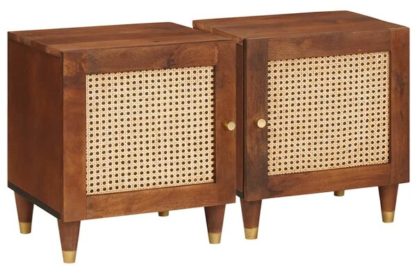 Éjjeliszekrény 2 db Barna 40 x 33,5 x 46 cm Tömör akácfa