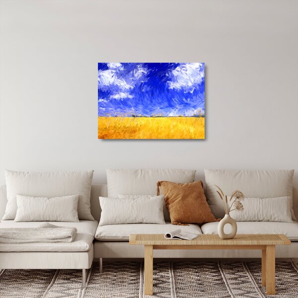 Kép - olajfestmény, arany mező (üvegen) (70x50 cm)