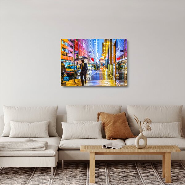 Kép - Város neonfényben (üvegen) (70x50 cm)