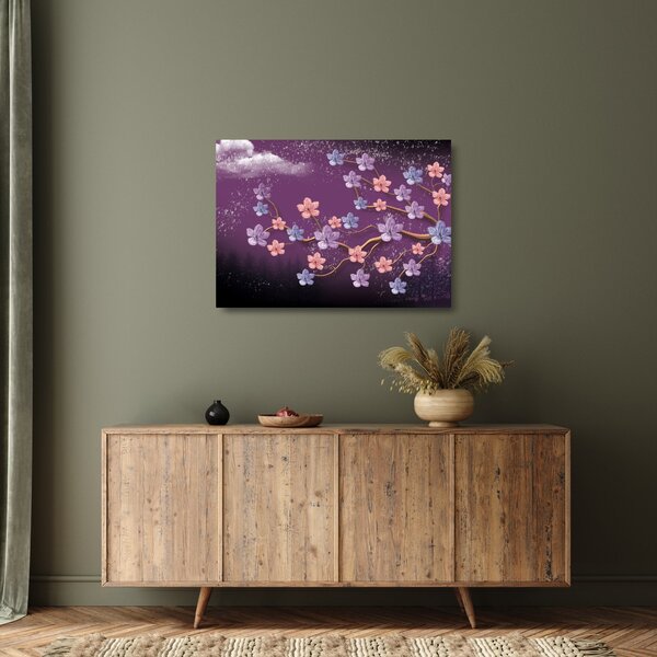 Kép - Tavaszi alkonyat (üvegen) (70x50 cm)