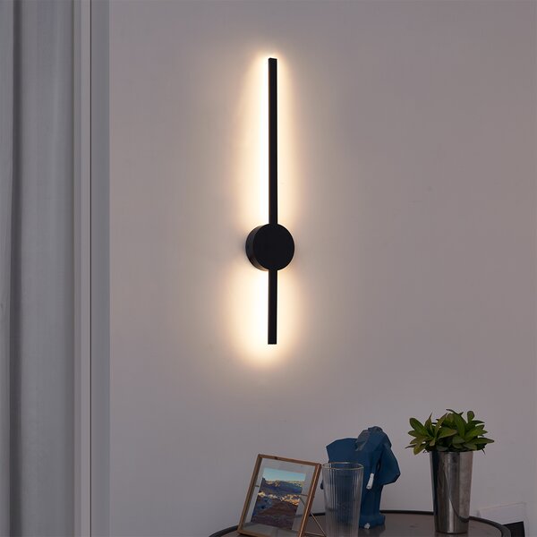 Modern fekete fali lámpa 60 cm LED-del - Clockwise